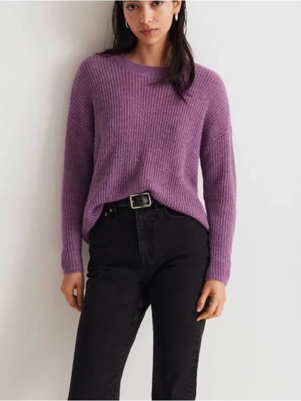 MADEWELL purple ribbed alpaca sweater